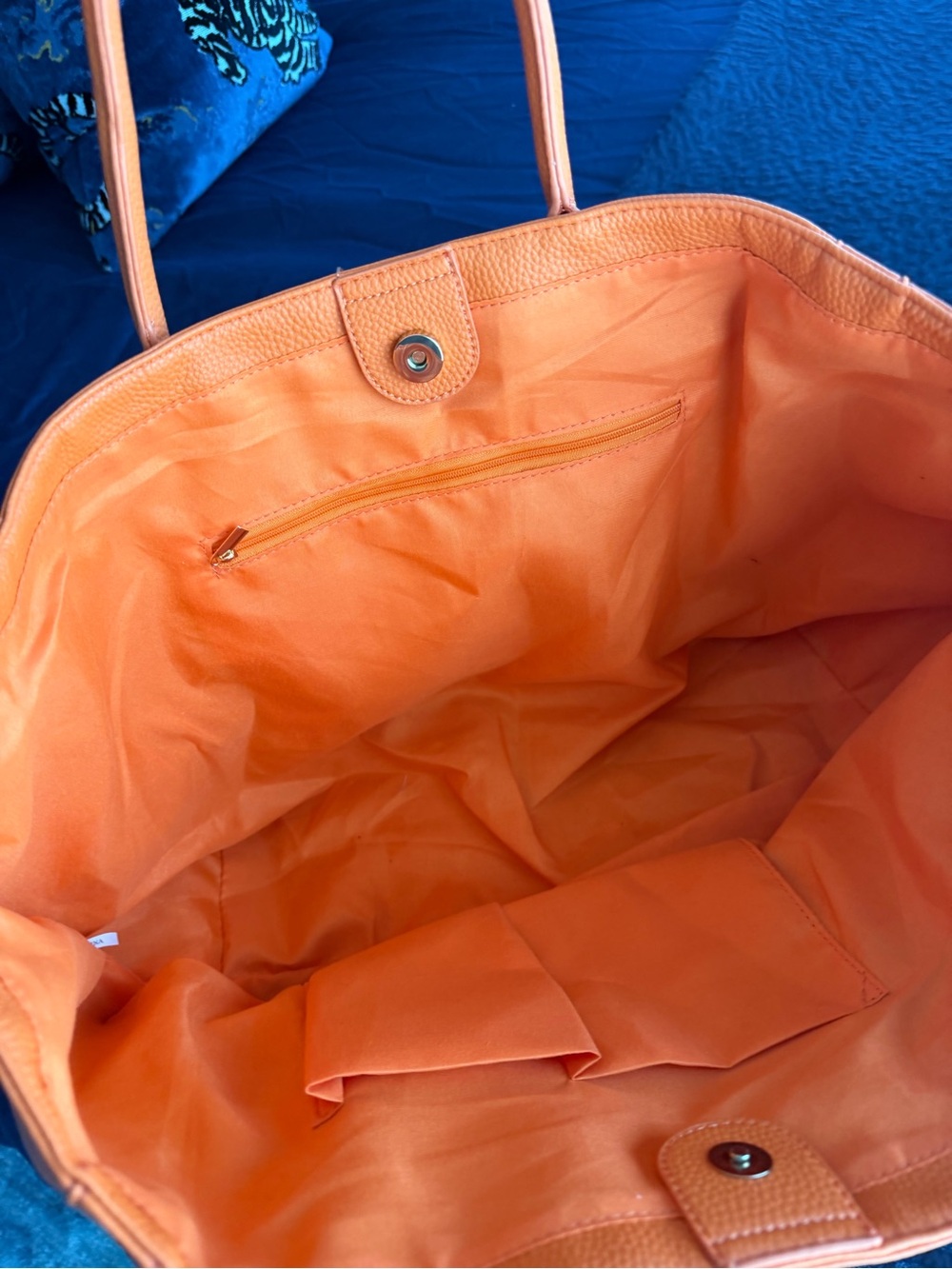 Orange Leather Tote Bag - Women - Picture 3 of 12